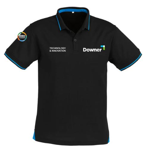 MENS JET POLO - BLACK/CYAN