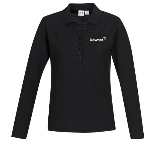 WOMENS CREW  L-S POLO – BLACK