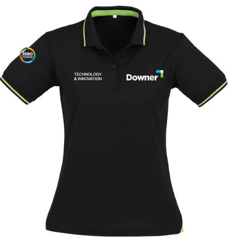 LADIES JET POLO - BLACK/BRIGHT GREEN