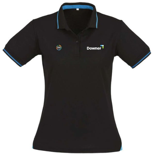 Womens Jet Short Sleeve Polo - BLACK/CYAN
