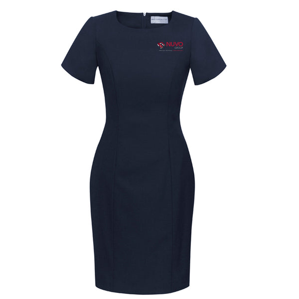 Womens Comfort Wool Stretch Short Sleeve Shift Dress - NAVY