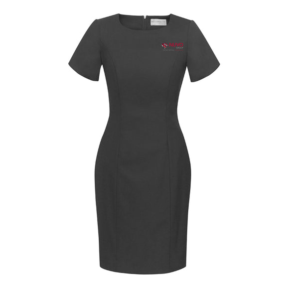 Womens Comfort Wool Stretch Short Sleeve Shift Dress - BLACK
