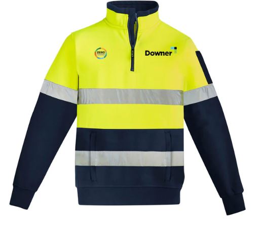 Unisex  Hi Vis Taped 1-2 Zip   - Yellow/Navy