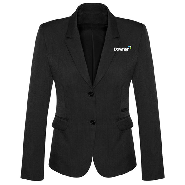 Womens Comfort Wool Stretch 2 Button Mid Length Jacket - BLACK