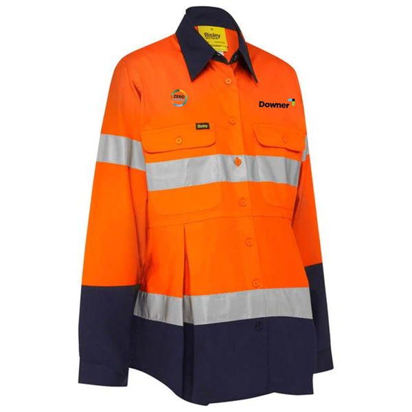 Womens Taped HiVis Mater - Orange-Navy