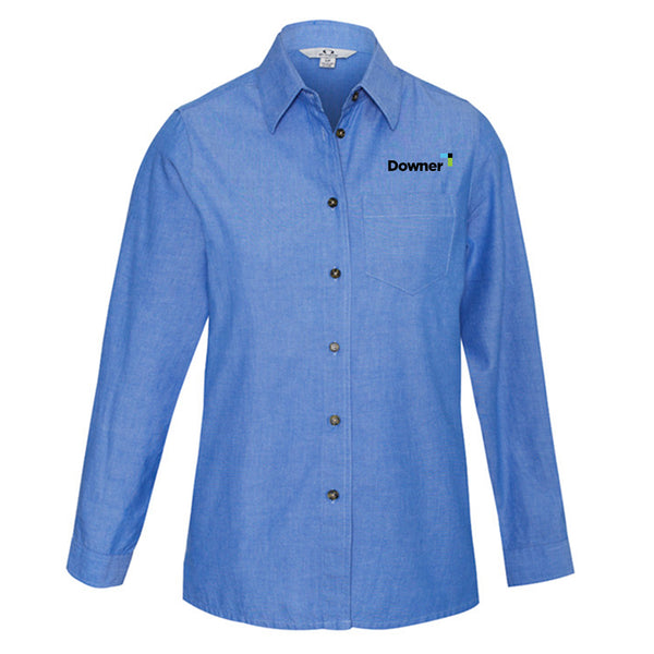 Ladies Long Sleeve Chambray Shirt - CHAMBRAY