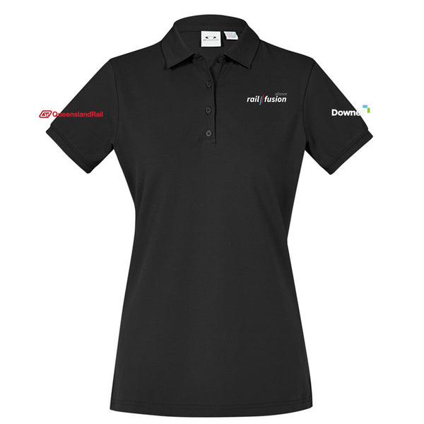Womens City Short Sleeve Polo - BLACK