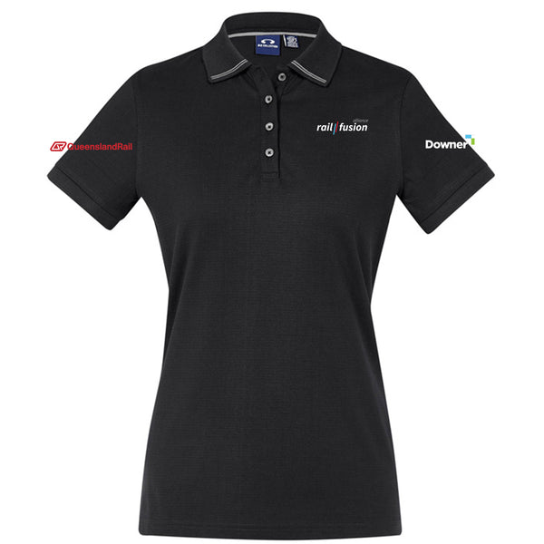Womens Aston Short Sleeve Polo - BLACK/SILVER GREY