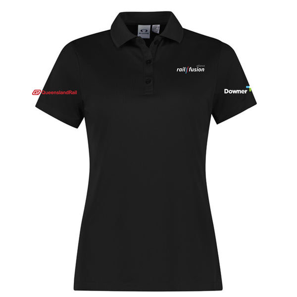 Womens Action Short Sleeve Polo - BLACK
