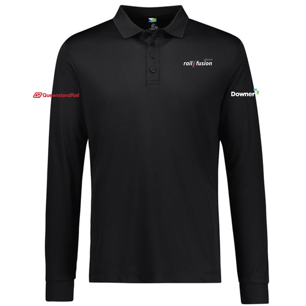Mens Action Long Sleeve Polo - BLACK