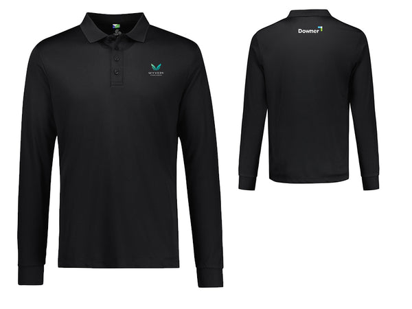 Mens Action Long Sleeve Polo - BLACK