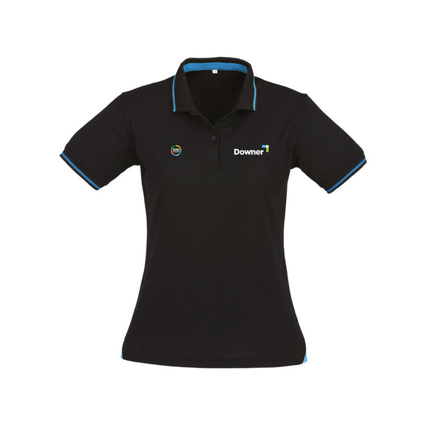 Womens Jet Short Sleeve Polo - BLACK/CYAN