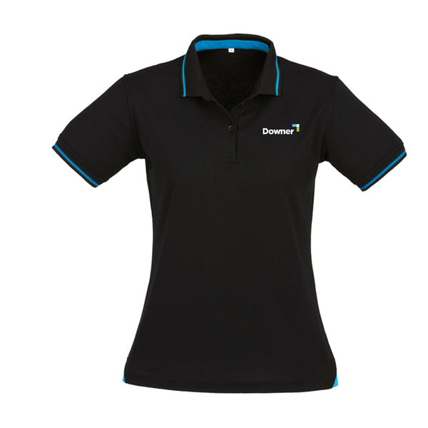 Womens Jet Short Sleeve Polo - BLACK/CYAN