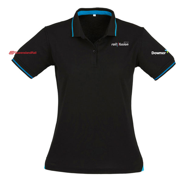 Womens Jet Short Sleeve Polo - BLACK/CYAN