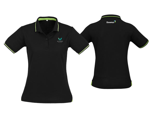 Womens Jet Short Sleeve Polo - BLACK/BRIGHT GREEN