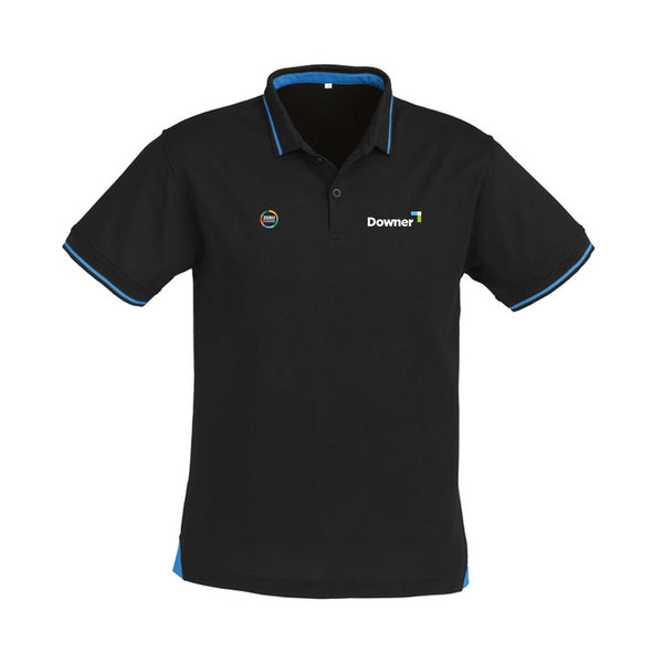 Mens Jet Short Sleeve Polo - BLACK/CYAN