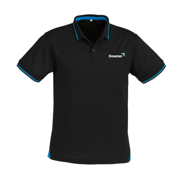 Mens Jet Short Sleeve Polo - BLACK/CYAN