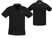 Mens Jet Short Sleeve Polo - BLACK/CYAN