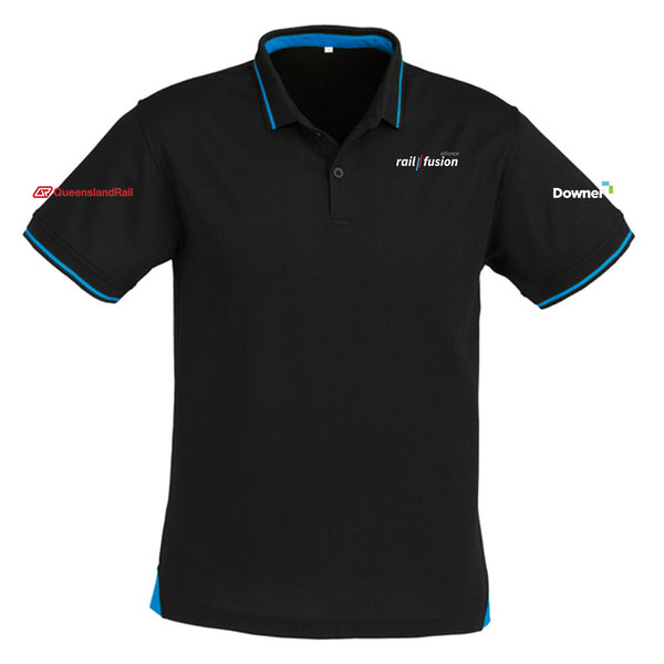 Mens Jet Short Sleeve Polo - BLACK/CYAN
