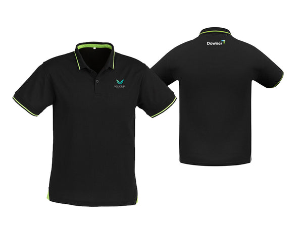 Mens Jet Short Sleeve Polo - BLACK/BRIGHT GREEN