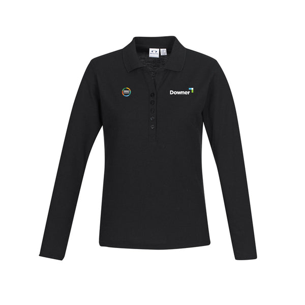 Crew Mens L/S Polo - BLACK