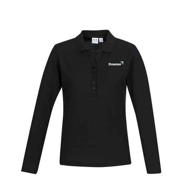 Crew Ladies L/S Polo - BLACK