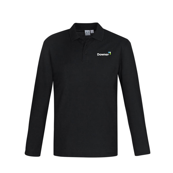 Crew Mens L/S Polo - BLACK