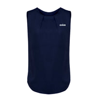 Womens Estelle Sleeveless Pleat Detail Blouse - NAVY