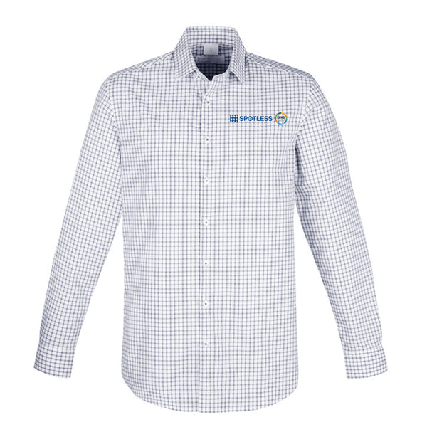 Mens Noah Long Sleeve Shirt - WHITE/STORM BLUE