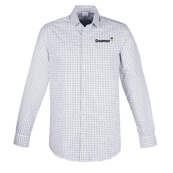 Noah Mens Long Sleeve Classic Fit Shirt - WHITE/STORM BLUE