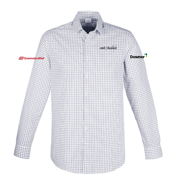 Mens Noah Long Sleeve Shirt - WHITE/STORM BLUE