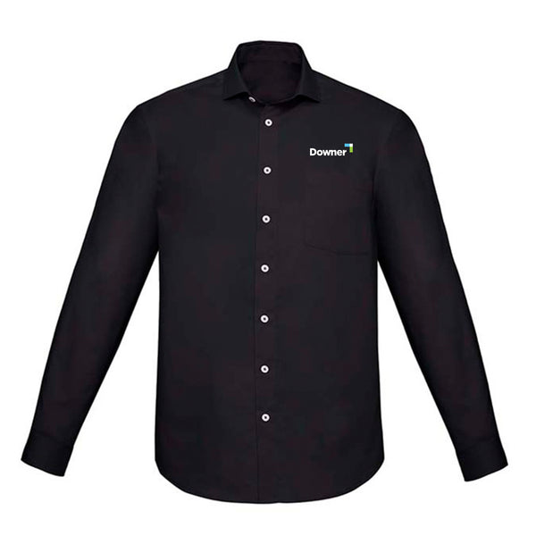 MTO - Mens Charlie Classic Fit Long Sleeve Shirt - BLACK - 7XL - additional 2 inches added to the length of the garment both front & back.