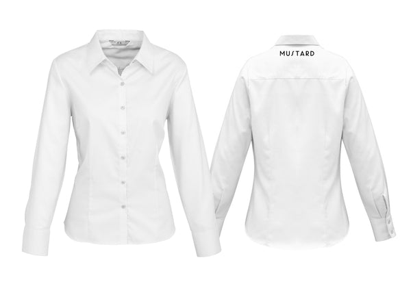 Womens Luxe Long Sleeve Shirt - WHITE