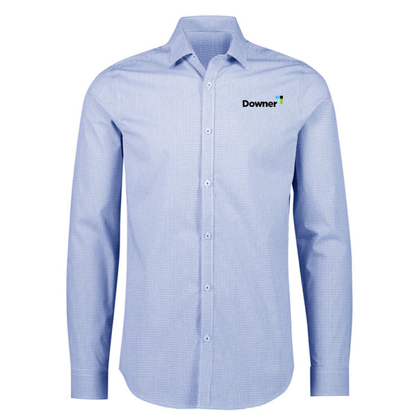 Mens Bristol Tailored Long Sleeve Shirt - WHITE/NAVY