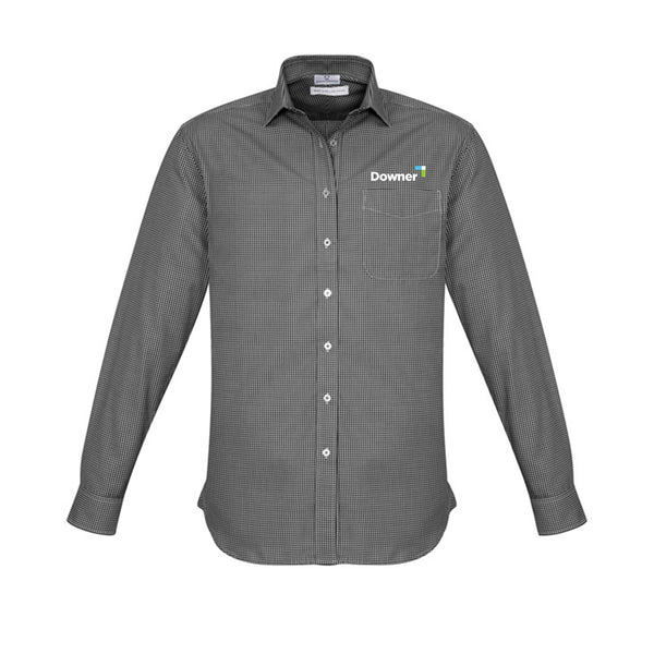 MTO - Mens Ellison Long Sleeve Shirt - BLACK - 7XL - additional 2 inches added to the length of the garment both front & back.