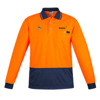 Men's Hi Vis Comfort Back Long Sleeve Polo - ORANGE/NAVY