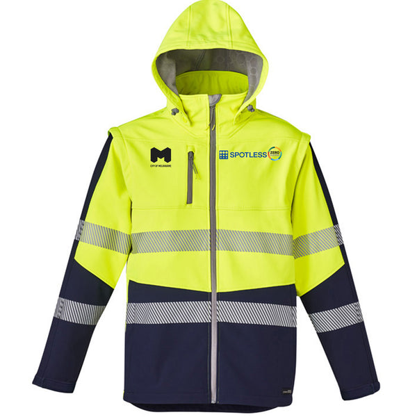 Unisex 2 in 1 Stretch Softshell Taped Jacket - YELLOW/NAVY