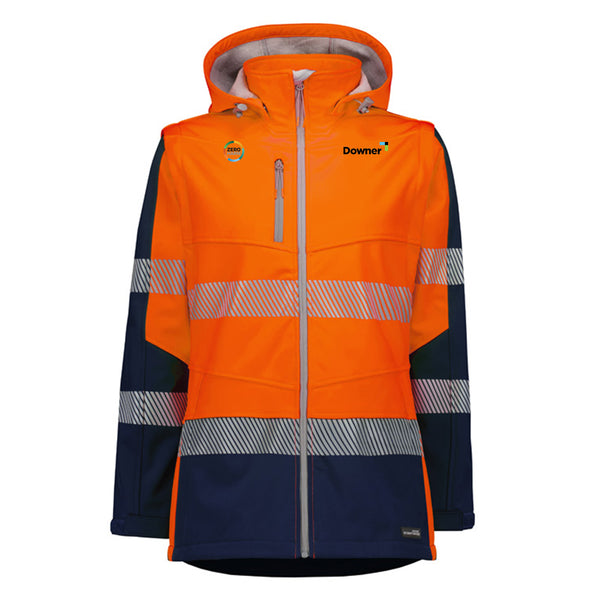 Womens Streetworx 2 In 1 Stretch Softshell Jacket - ORANGE/NAVY