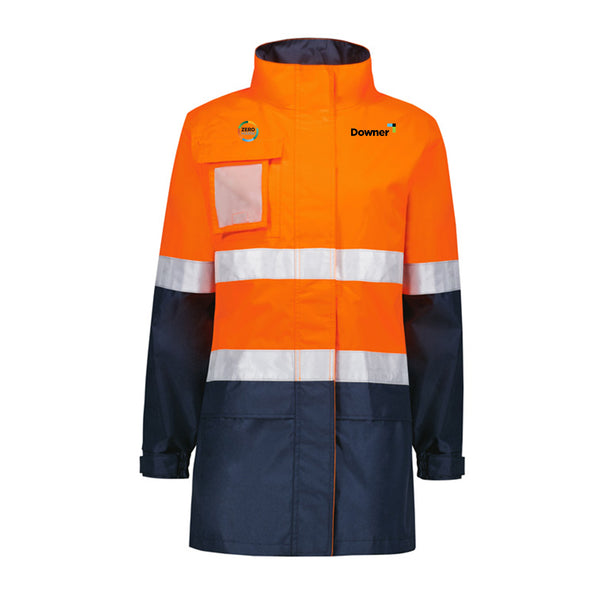 Womens Hi Vis Ultralite Waterproof Jacket - ORANGE/NAVY