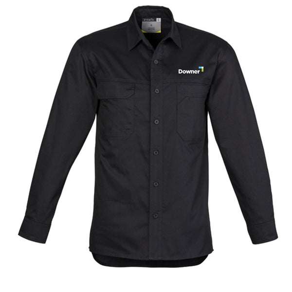 MENS LIGHTWGHT L/S TRADIE SHIRT - BLACK