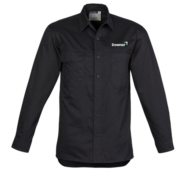 MENS LIGHTWGHT L/S TRADIE SHIRT - BLACK