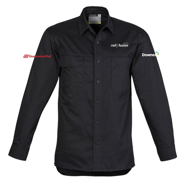 Mens Lightweight Tradie Long Sleeve Shirt - BLACK