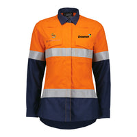 Womens Orange Flame Lightweight Ripstop Taped Shirt - ORANGE-NAVY