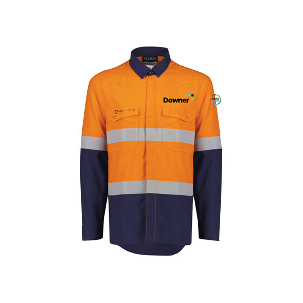 Mens FR Orange Flame Lightweight Ripstop Shirt - Hoop Taped - ORANGE/NAVY