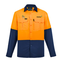 Men's Hi Vis Outdoor Long Sleeve Shirt - ORANGE/NAVY