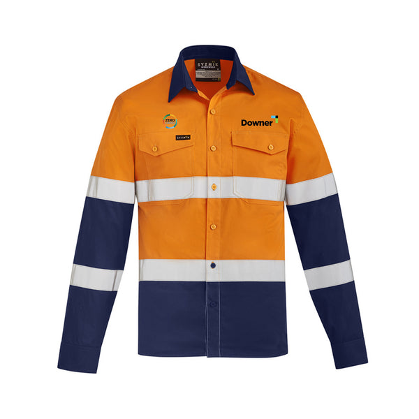 Mens Lightweight Bio Motion Long Sleeve Shirt - ORANGE/NAVY