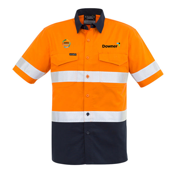 S-S Taped Basic Shirt   - Orange/Navy