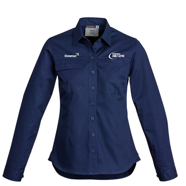 Womens Lightweight Tradie L/S Shirt - NAVY