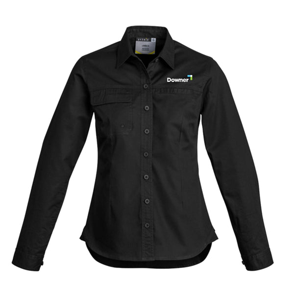 WOMENS LIGHTWEIGHT TRADIE L/S SHIRT - BLACK