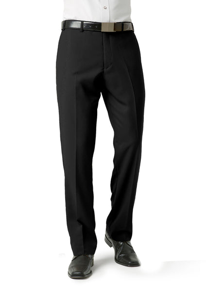 Mens Flat Front Pant    - BLACK